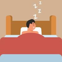 gráficos de un hombre dormido en su cama vector