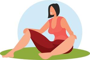 Image Of A Woman Sitting On The Grass vector