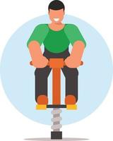 Image Of A Man On A Thruster Pogo Stick vector