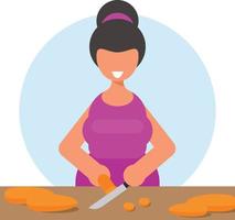 Image Of A Woman Preparing A Meal vector