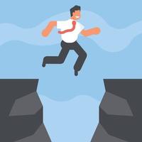 Image Of A Businessman Jumping Over A Canyon vector