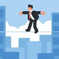 Image Of A Businessman Doing A Tightrope Walking vector