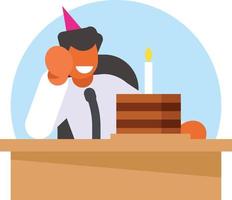 Office Worker With A Birthday Cake vector