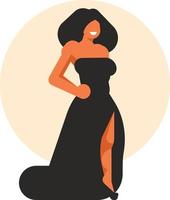 A Lady Wearing A Black Dress vector