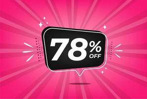 78 percent discount. Pink banner with floating balloon for promotions and offers. vector