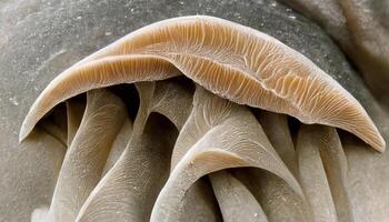 Bunch of fresh Oyster mushrooms closeup. Vegetarian food, healthy mushroom close up. photo