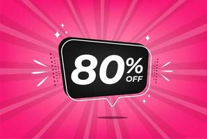 80 percent discount. Pink banner with floating balloon for promotions and offers. vector