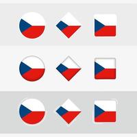 Czech Republic flag icons set, vector flag of Czech Republic.