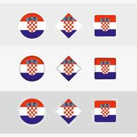 Croacia bandera íconos colocar, vector bandera de Croacia.