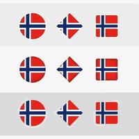 Noruega bandera íconos colocar, vector bandera de Noruega.