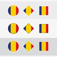 Rumania bandera íconos colocar, vector bandera de Rumania.