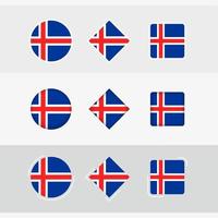 Islandia bandera íconos colocar, vector bandera de Islandia.