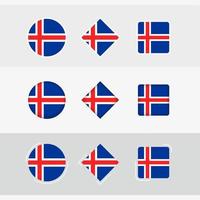 Iceland flag icons set, vector flag of Iceland.