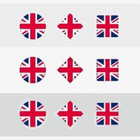 United Kingdom flag icons set, vector flag of United Kingdom.
