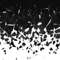 Destruction effect. Abstract cloud of pieces and fragments after wall explosion. Vector