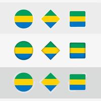 Gabon flag icons set, vector flag of Gabon.