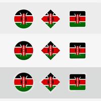 Kenia bandera íconos colocar, vector bandera de Kenia.