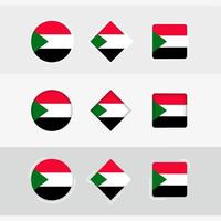 Sudan flag icons set, vector flag of Sudan.