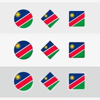 Namibia bandera íconos colocar, vector bandera de Namibia.