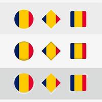 Chad flag icons set, vector flag of Chad.