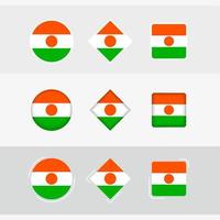 Niger flag icons set, vector flag of Niger.