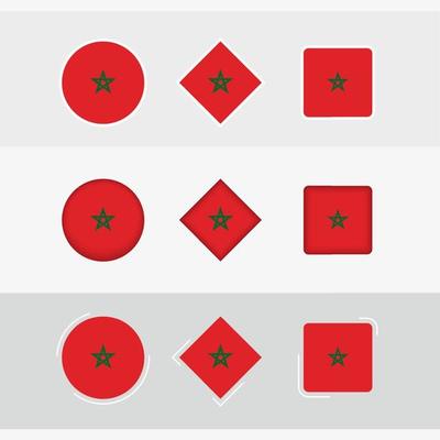 Morocco flag icons set, vector flag of Morocco.