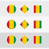 Guinea bandera íconos colocar, vector bandera de Guinea.