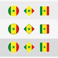 Senegal bandera íconos colocar, vector bandera de Senegal.