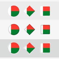 Madagascar bandera íconos colocar, vector bandera de Madagascar.