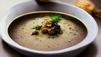 mushrooms with red wine, traditinal dish of french cuisine. photo