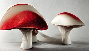 3d illustration of amanita mushrooms. photo