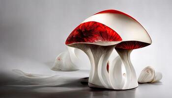 Fly agaric red mushroom isolated on white. photo