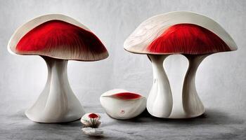 Fly agaric red mushroom isolated on white. photo