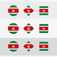 Suriname flag icons set, vector flag of Suriname.