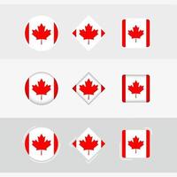 Canadá bandera íconos colocar, vector bandera de Canadá.