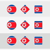 norte Corea bandera íconos colocar, vector bandera de norte Corea.