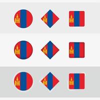 Mongolia bandera íconos colocar, vector bandera de Mongolia.