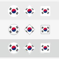 South Korea flag icons set, vector flag of South Korea.