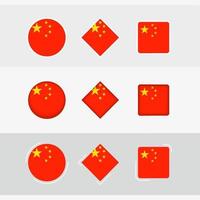 China flag icons set, vector flag of China.