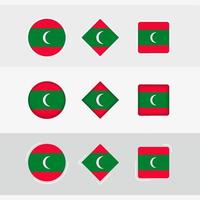 Maldivas bandera íconos colocar, vector bandera de Maldivas.