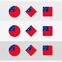 Samoa bandera íconos colocar, vector bandera de samoa