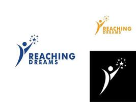 Reaching Dream Logo, Abstract human Reach dreams, success, goal creative symbol idea logo concept. vector