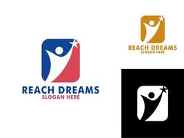 Reaching Dream Logo, Abstract human Reach dreams, success, goal creative symbol idea logo concept. vector