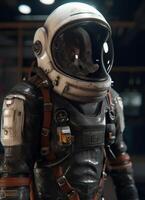 3D model of strong spacesuit in the space station photo