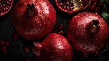 close up of Pomegranates seamless background visible drops of water photo