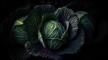 Cabbage seamless background visible drops of water dark image photo