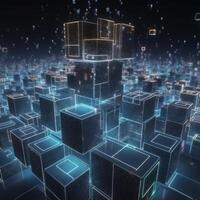 Big technology of Big data concept Digital data flow Transferring image photo