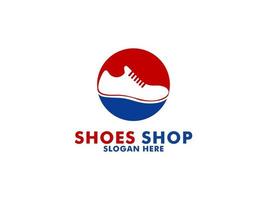 Zapatos tienda logo, zapato zapatilla de deporte logo vector modelo diseño