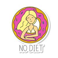 Girl with Donut Sticker No Diet vector