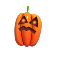 Halloween realistisch 3d Orange Kürbis mit wütend Gesicht. 3d gerendert Objekt. Design Element isoliert auf Alpha Hintergrund. png